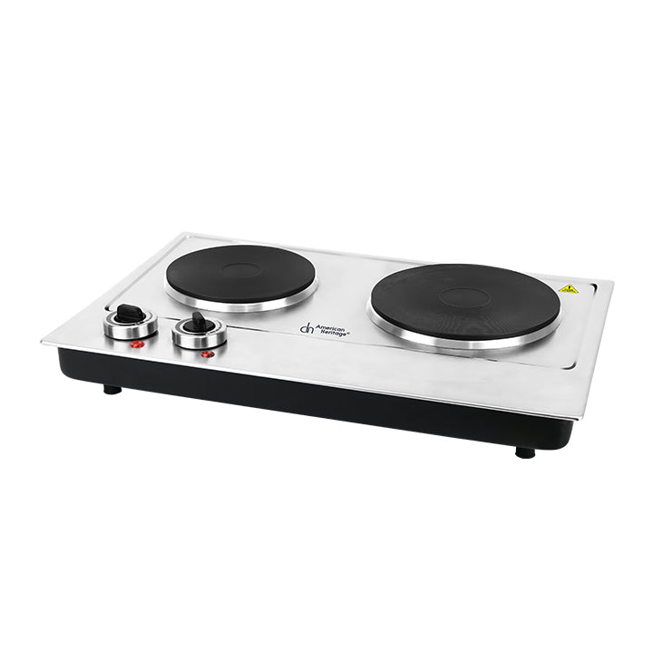 American Heritage Electric Stove Double Hot Plate Stainless Steel AHESS-6280