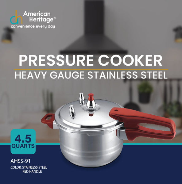 American Heritage 4.5Q Pressure Cooker Stainless Steel AHSS 91 American Heritage Appliances