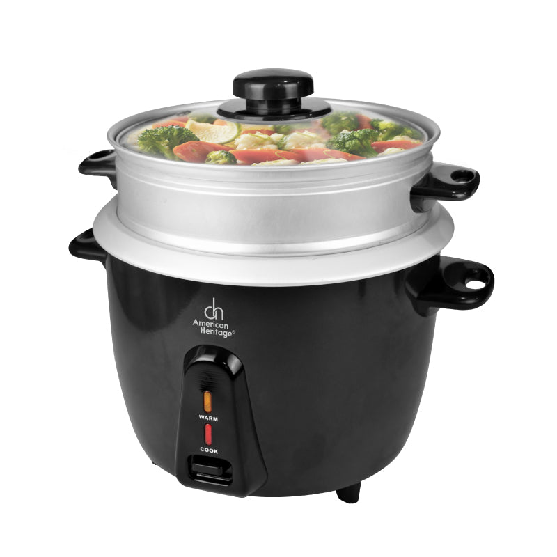 American Heritage 1.8L Rice Cooker Glass Cover With Steamer AHRCS-6212