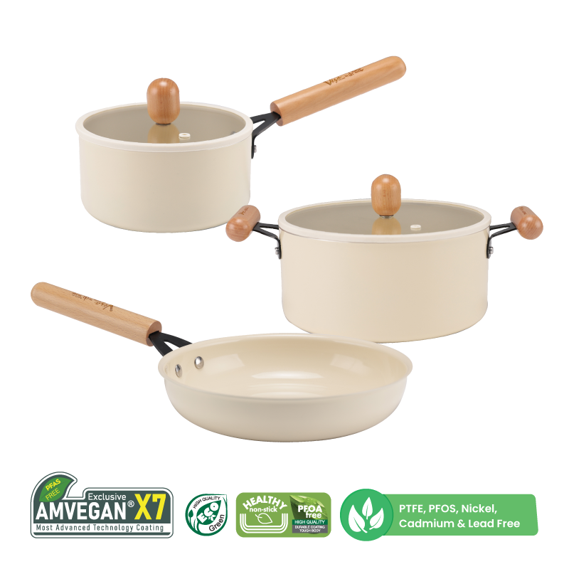 Brienne 5-pc Cookware Set Fry Pan, Sauce Pan, Caserole with Lid VZCS-8002