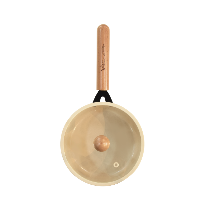 Brienne 18cm Sauce Pan with Glass Lid Silicone Rim VZSP-8002B